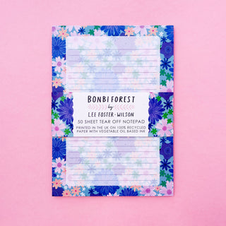 Lush Flowers Recycled Paper A5 Notepad - Blue