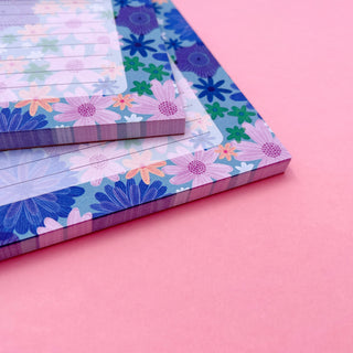 Lush Flowers Recycled Paper A5 Notepad - Blue