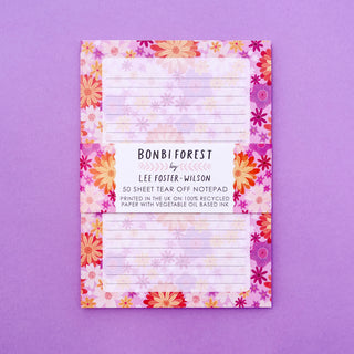 Lush Flowers Recycled Paper A5 Notepad - Pink