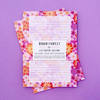 Lush Flowers Recycled Paper A5 Notepad - Pink