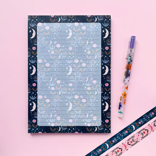 Sleepy Moon Pattern Recycled Paper A5 Notepad
