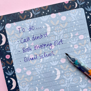 Sleepy Moon Pattern Recycled Paper A5 Notepad