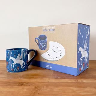 Children's Moon Plate and Mug Set - Time to Fly!