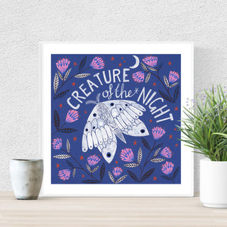 Limited Edition Creature of the Night Hand Glittered Giclee Print - 2017