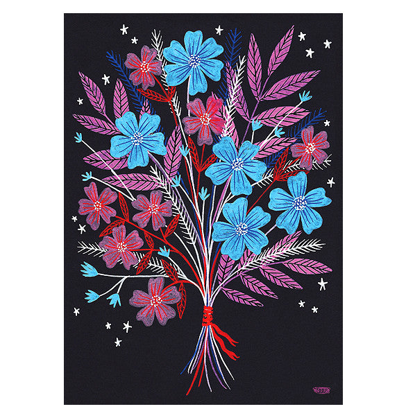 Night Bouquet Greetings Card