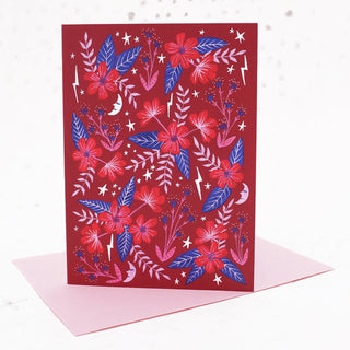 Red Moon Garden Greetings Card