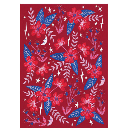 Red Moon Garden Greetings Card