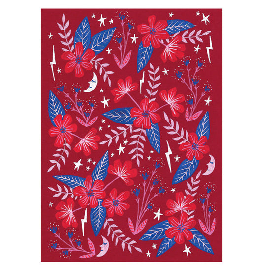 Red Moon Garden Greetings Card
