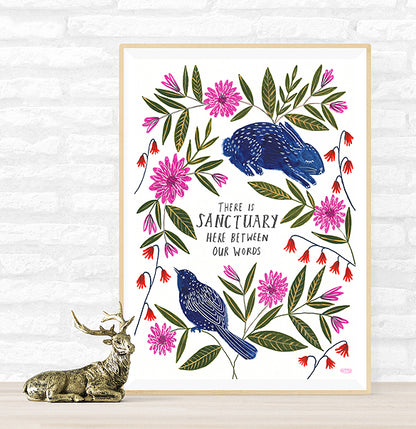 There is Sanctuary Here Between Our Words Art Print