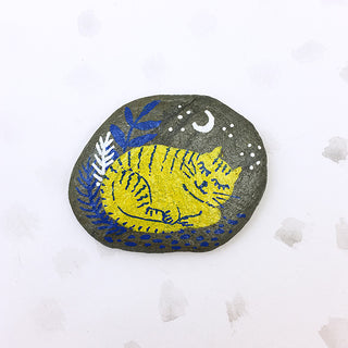 Art Stone - Tiny Snoozing Yellow Cat 2017