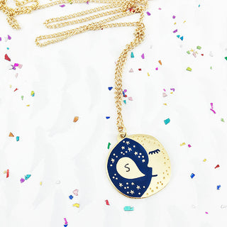 **NEW!** Personalised Sleepy Moon Pendant - Gold