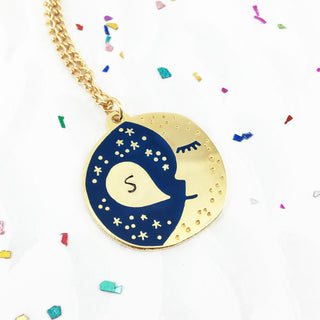 **NEW!** Personalised Sleepy Moon Pendant - Gold
