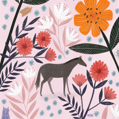 Tiny Horse or Large Flowers? Art Print